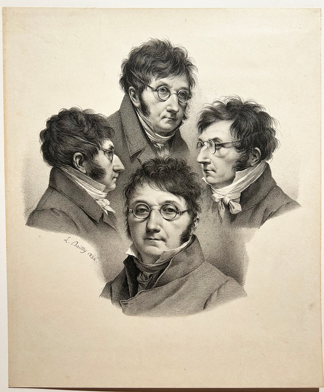 Louis BOILLY - Quatre autoportraits.  1832. Lithographie originale. 