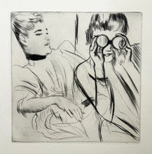 Charger l'image dans la galerie, Paul HELLEU - [Etude de deux jeunes femmes dont une avec des jumelles]. Pointe sèche originale. 

