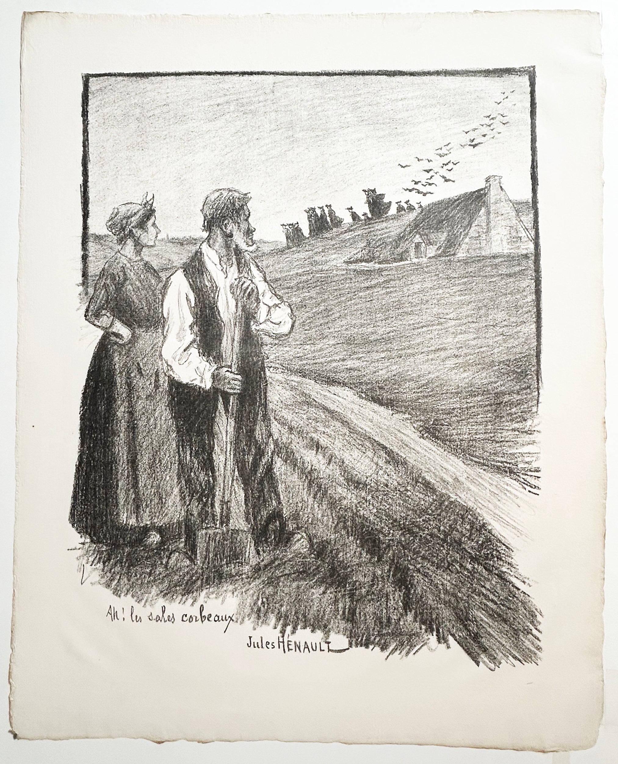 Jules HENAULT - Ah! les sales corbeaux. Lithographie originale. 