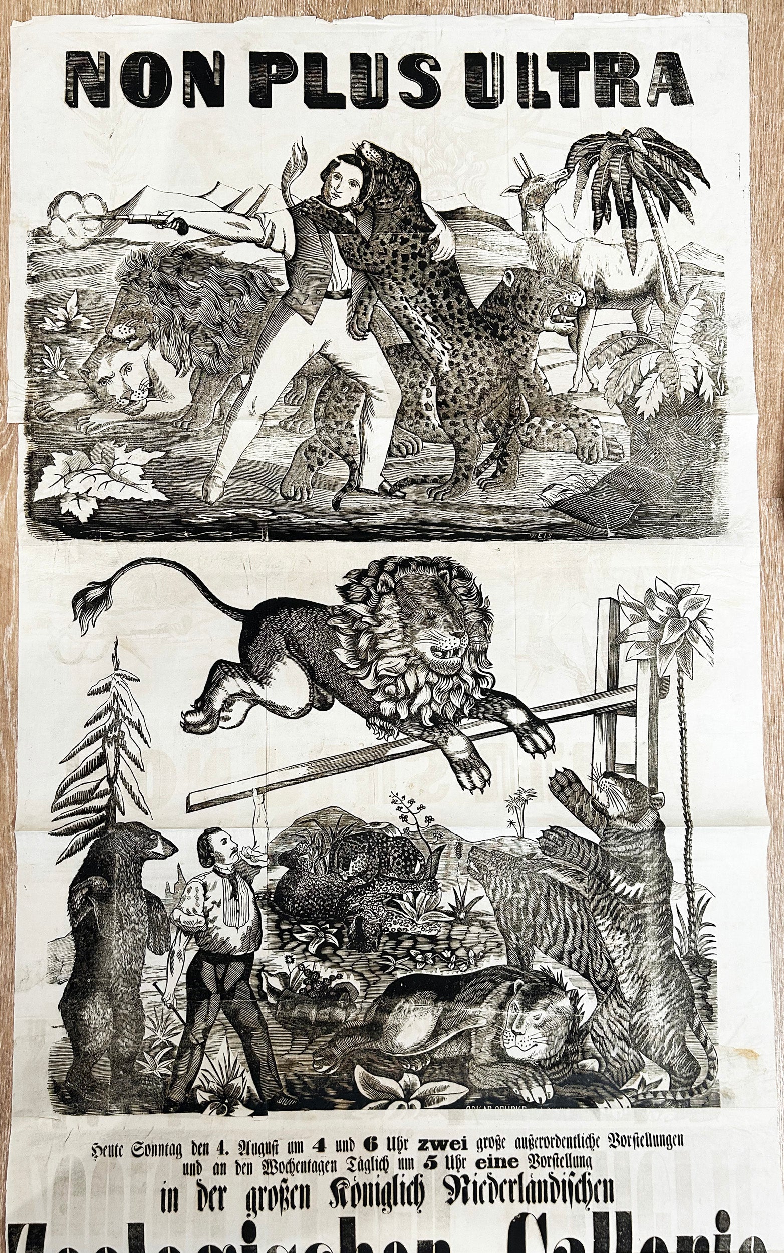 [Affiche pour la Ménagerie itinérante de Gottlieb Christian Kreutzberg, à Hambourg]. 1861.