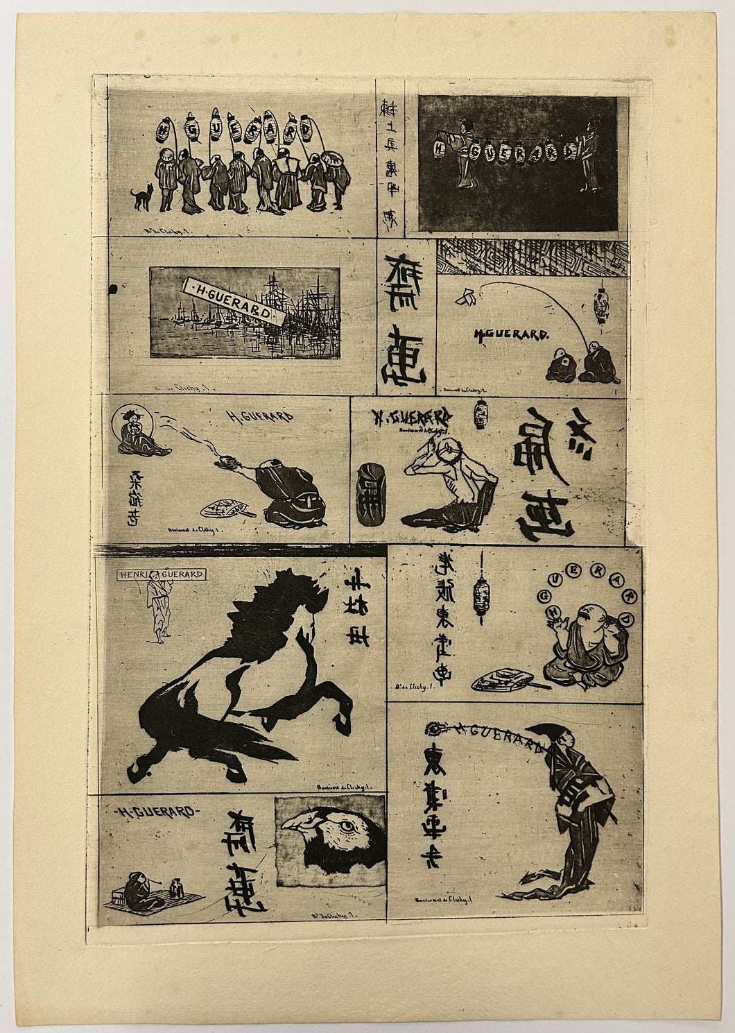 Dix cartes de visite de l'auteur. (Sujets japonais).  Avant 1888.