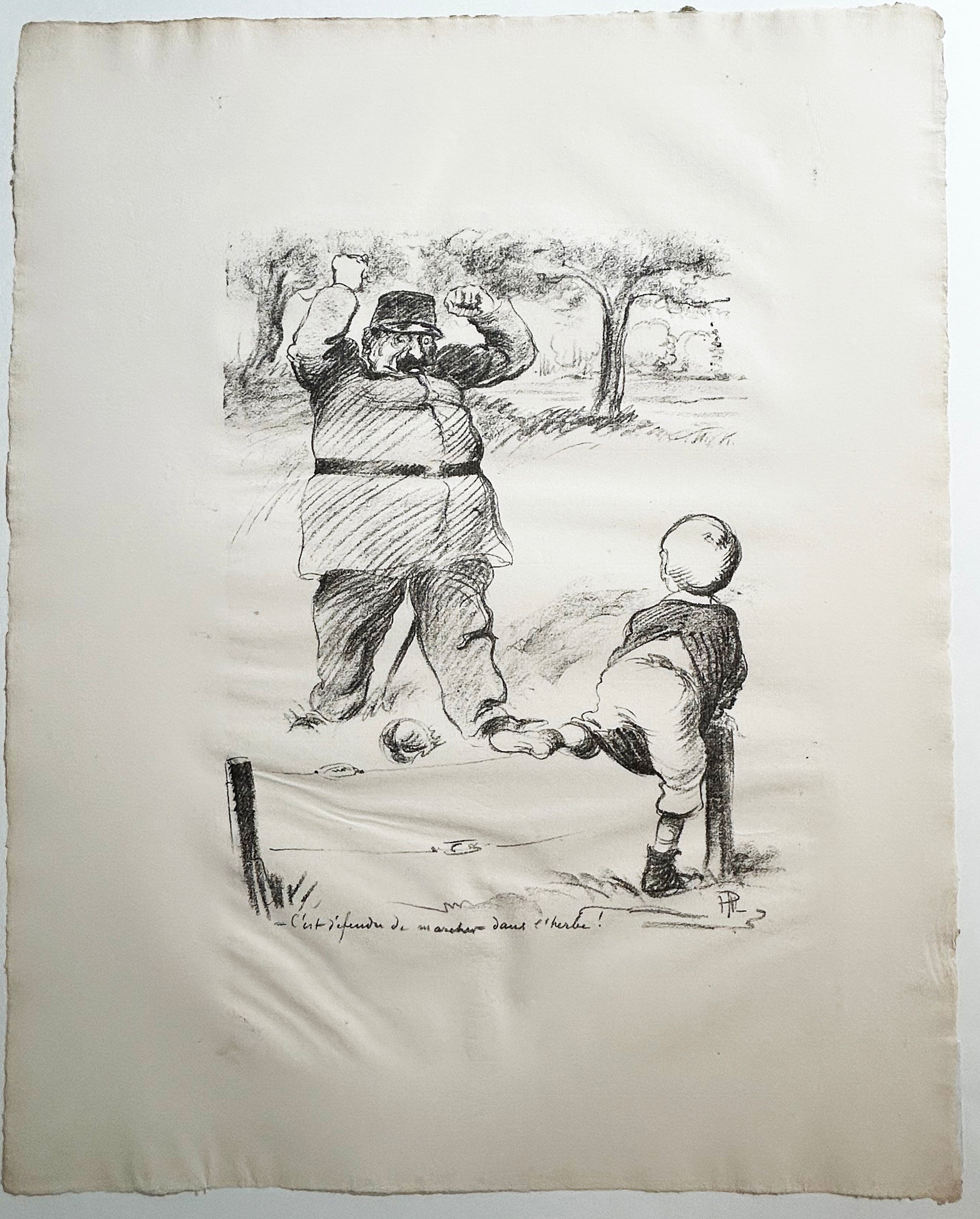 HERMANN-PAUL - C'est défendu de marcher dans l'herbe. 1898. Lithographie originale. 