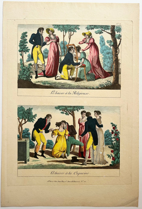 IMAGERIE PARISIENNE - Le baiser à la Religieuse & Le baiser à la Capucine.  Entre 1789 et 1811. Edition de Jean.