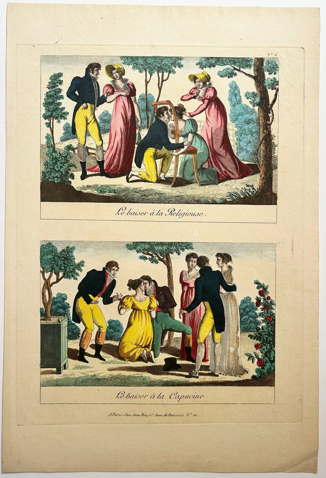 IMAGERIE PARISIENNE - Le baiser à la Religieuse & Le baiser à la Capucine.  Entre 1789 et 1811. Edition de Jean.