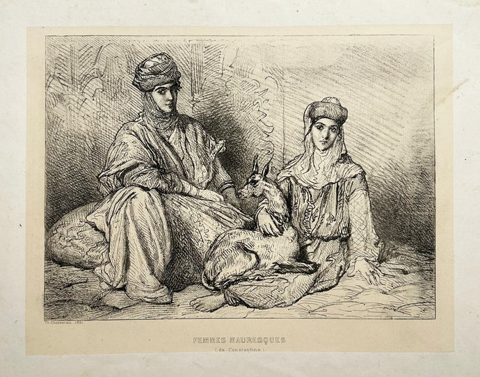 Théodore CHASSERIAU - Femmes Mauresques (de Constantine).  1851. Gravure originale. 