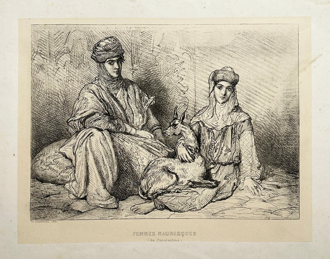 Théodore CHASSERIAU - Femmes Mauresques (de Constantine).  1851. Gravure originale. 