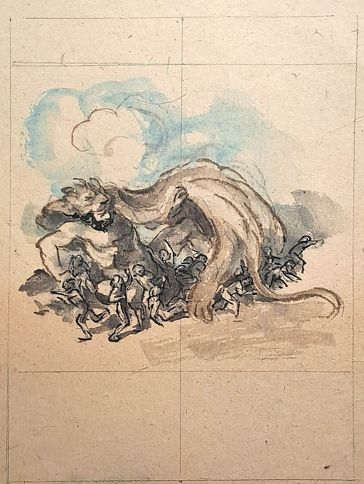 Jules CHADEL [Héraclès contre les Pygmées]. Dessin original. 