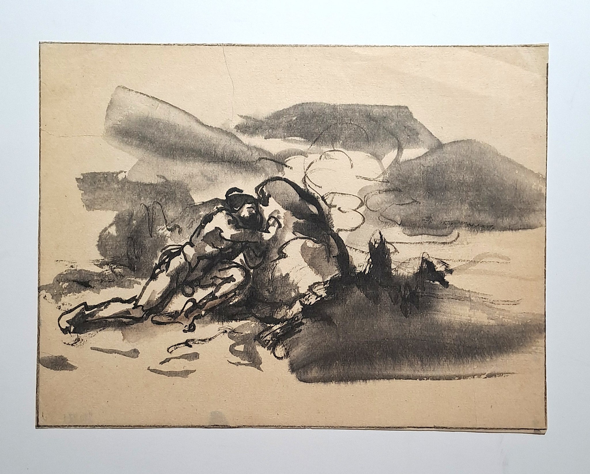 Jules CHADEL [Héraclès appuyé contre un rocher]. Dessin original. 