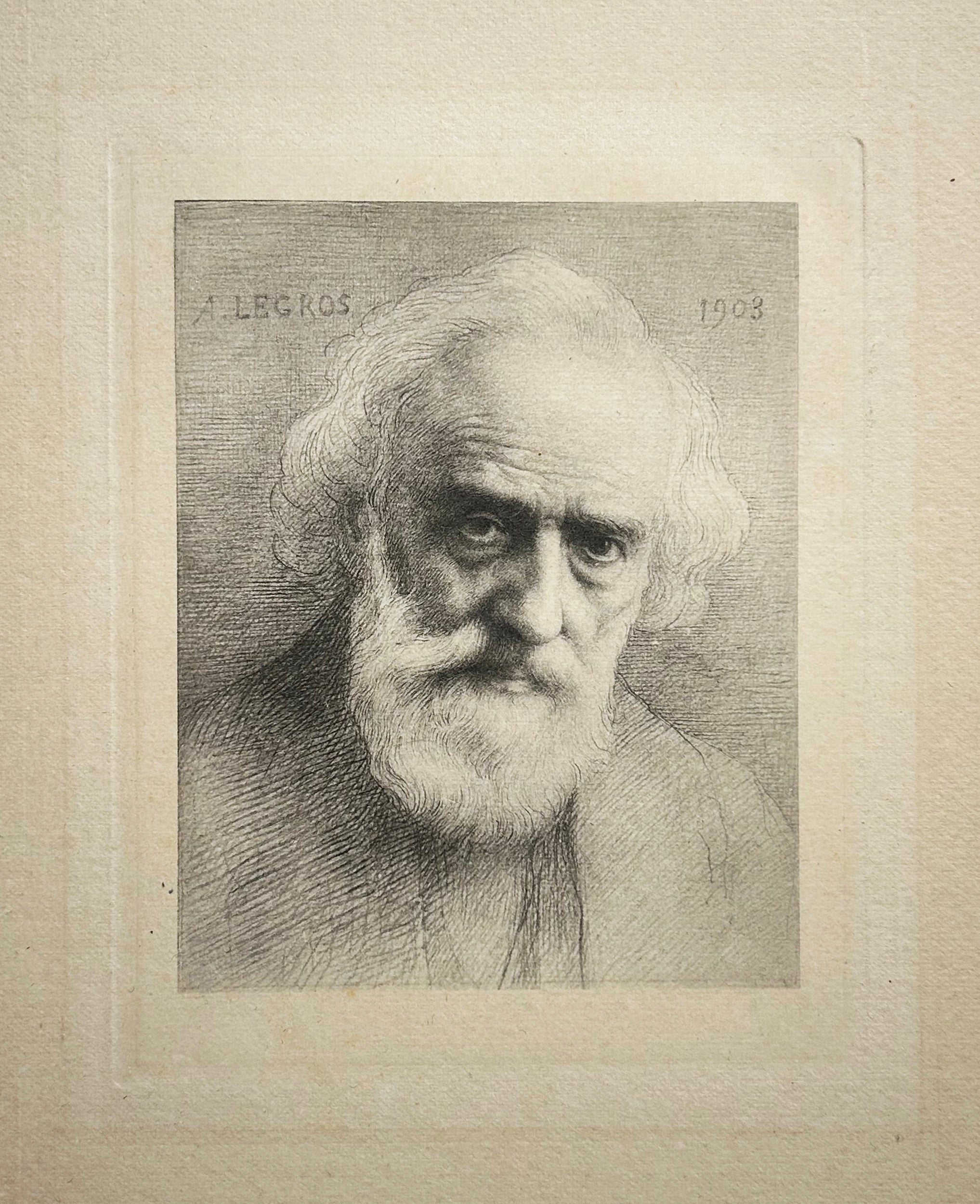 Alphonse LEGROS - Autoportrait de l'artiste. 1903. Eau-forte originale. 