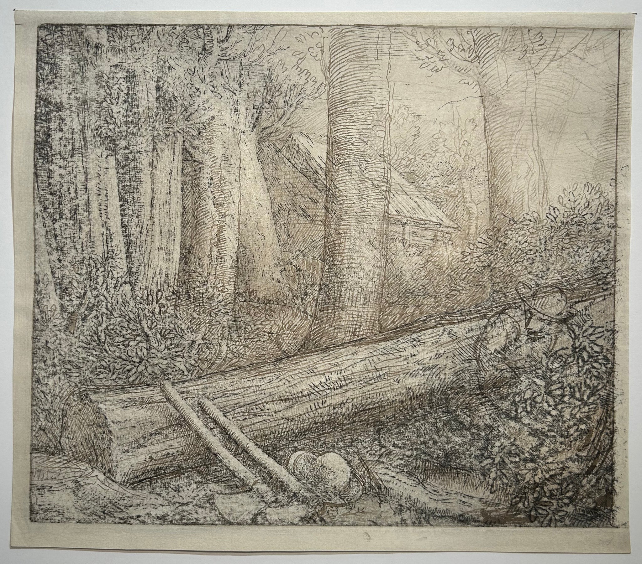 Alphonse LEGROS - Chez les Bûcherons. Eau-forte originale. 