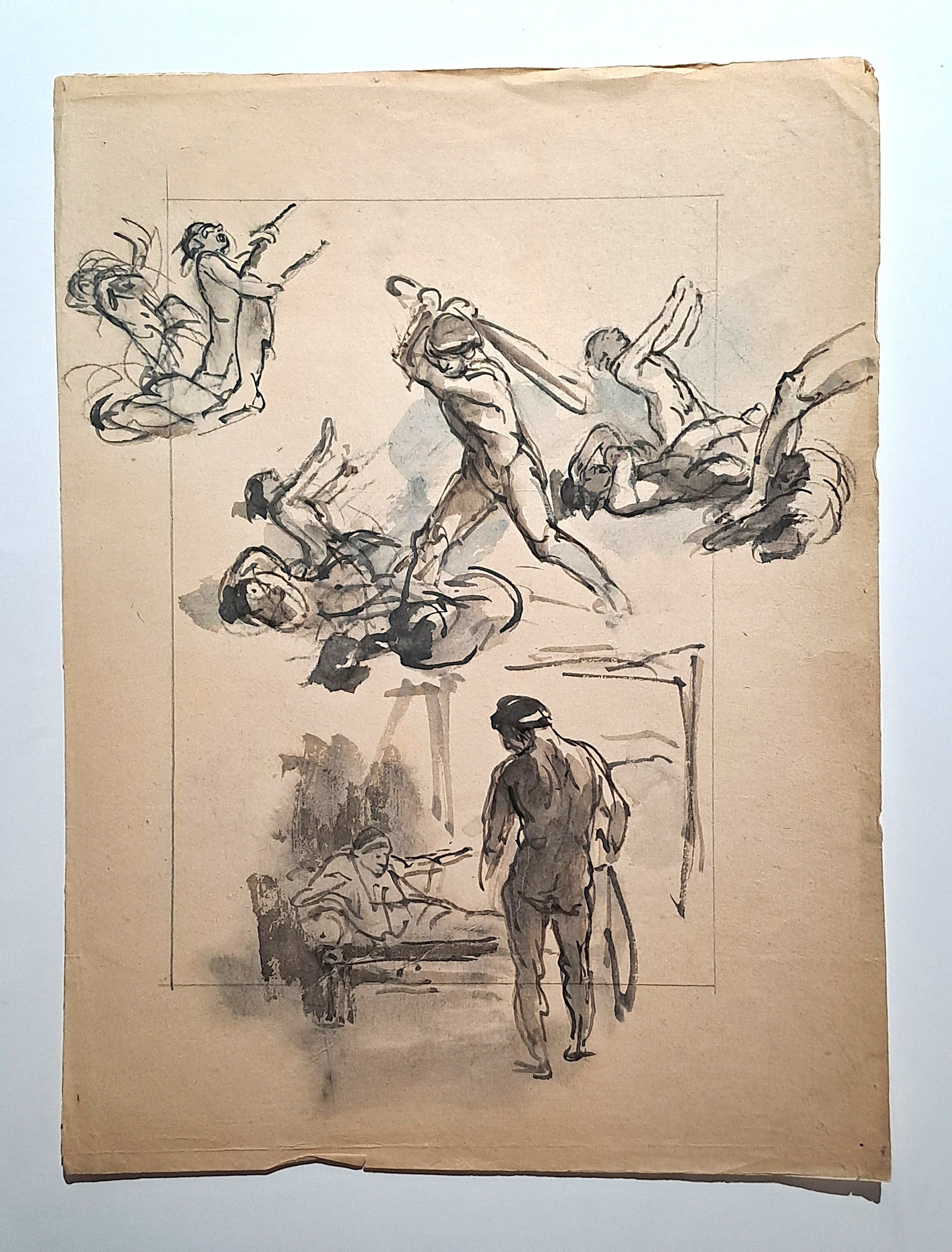 Jules CHADEL [Etudes d'Héraclès tuant ses enfants]. Dessin original. 