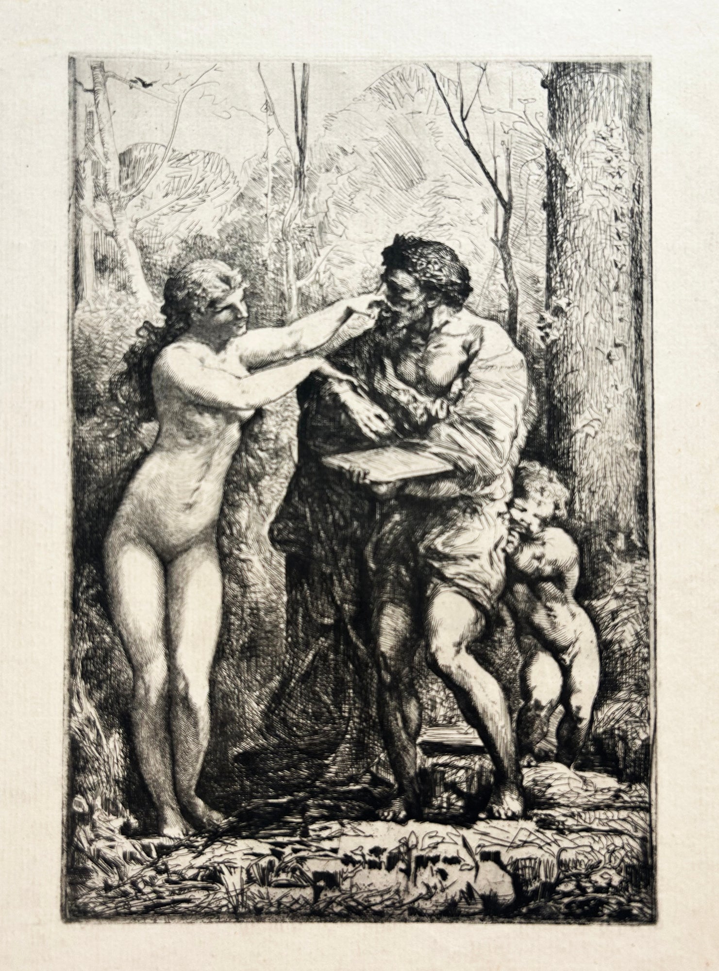 François CHIFFLART - La Tentation. Eau-forte originale. 