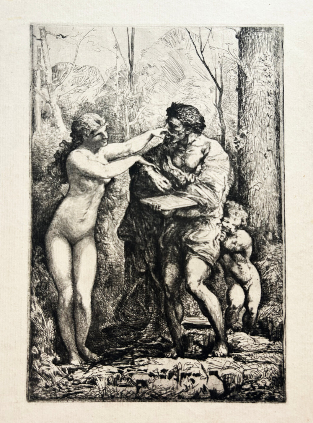 François CHIFFLART - La Tentation. Eau-forte originale. 