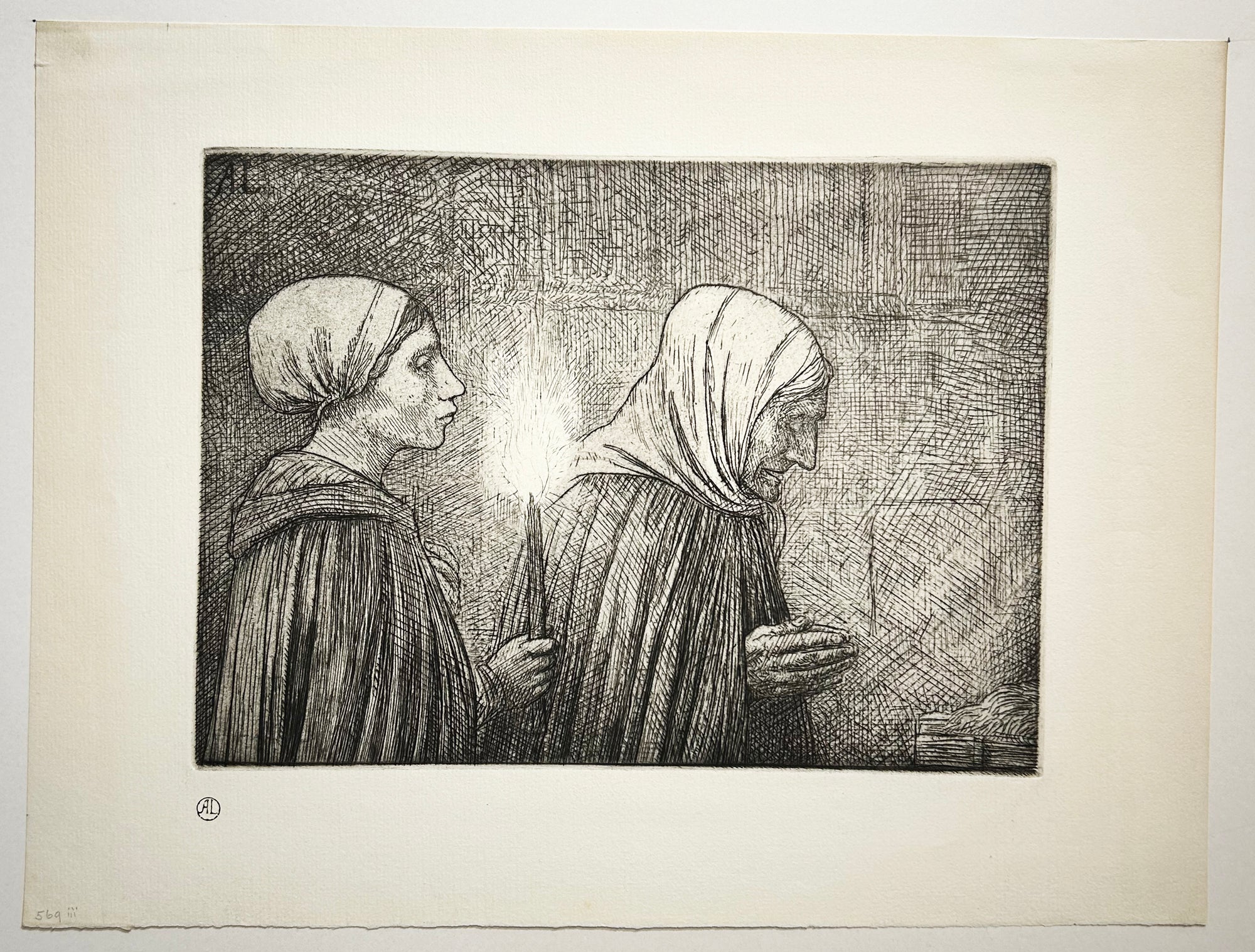 Alphonse LEGROS - La crèche. Gravure originale. 