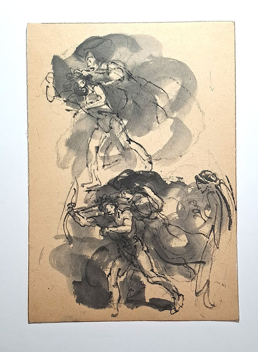 Jules CHADEL [Etudes d'Héra et Lyssa faisant sombrer Héraclès dans la folie]. Dessin original. 