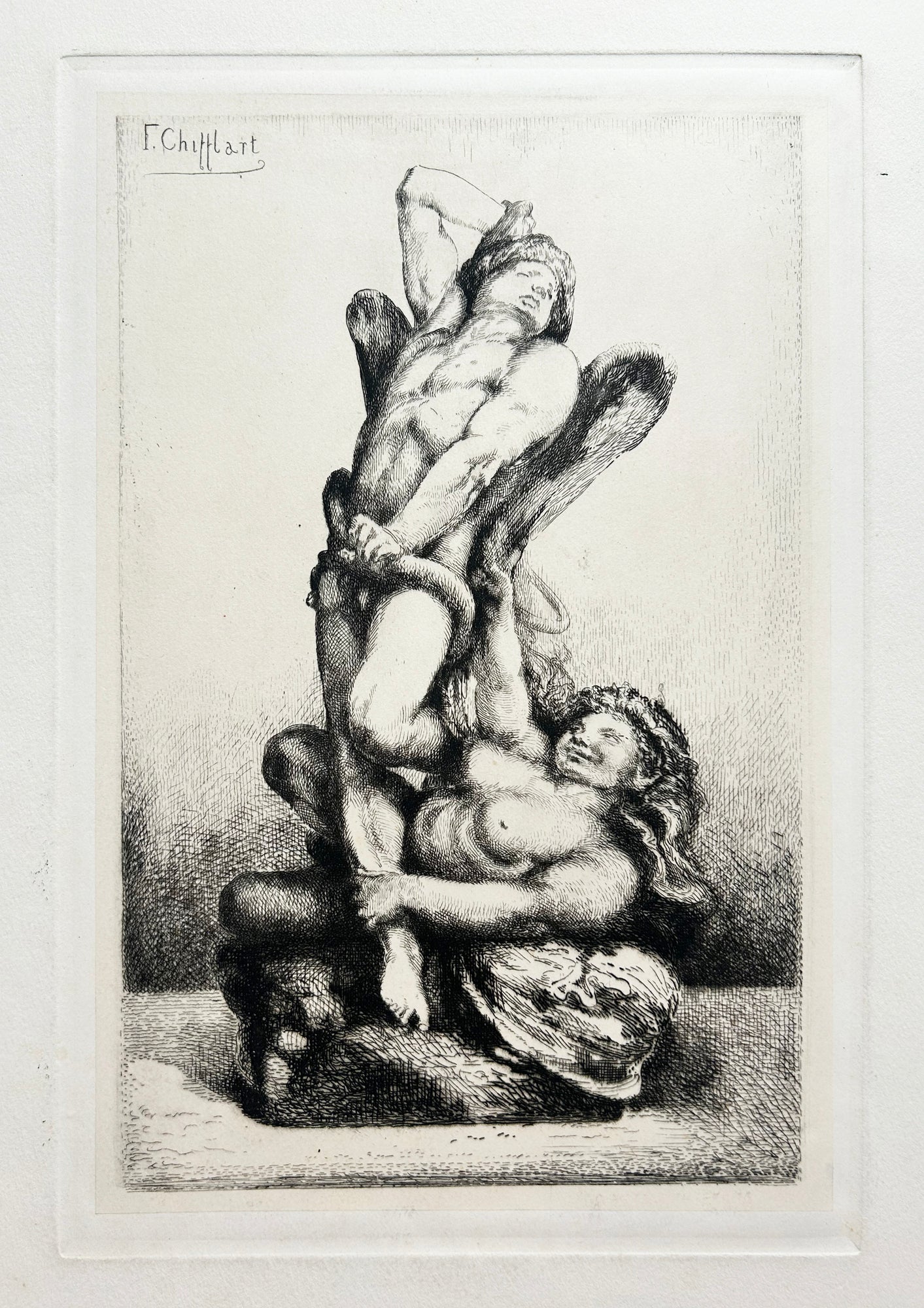 François CHIFFLART - Les Liens du mal.  1875. Eau-forte originale. 