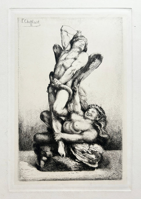 François CHIFFLART - Les Liens du mal.  1875. Eau-forte originale. 
