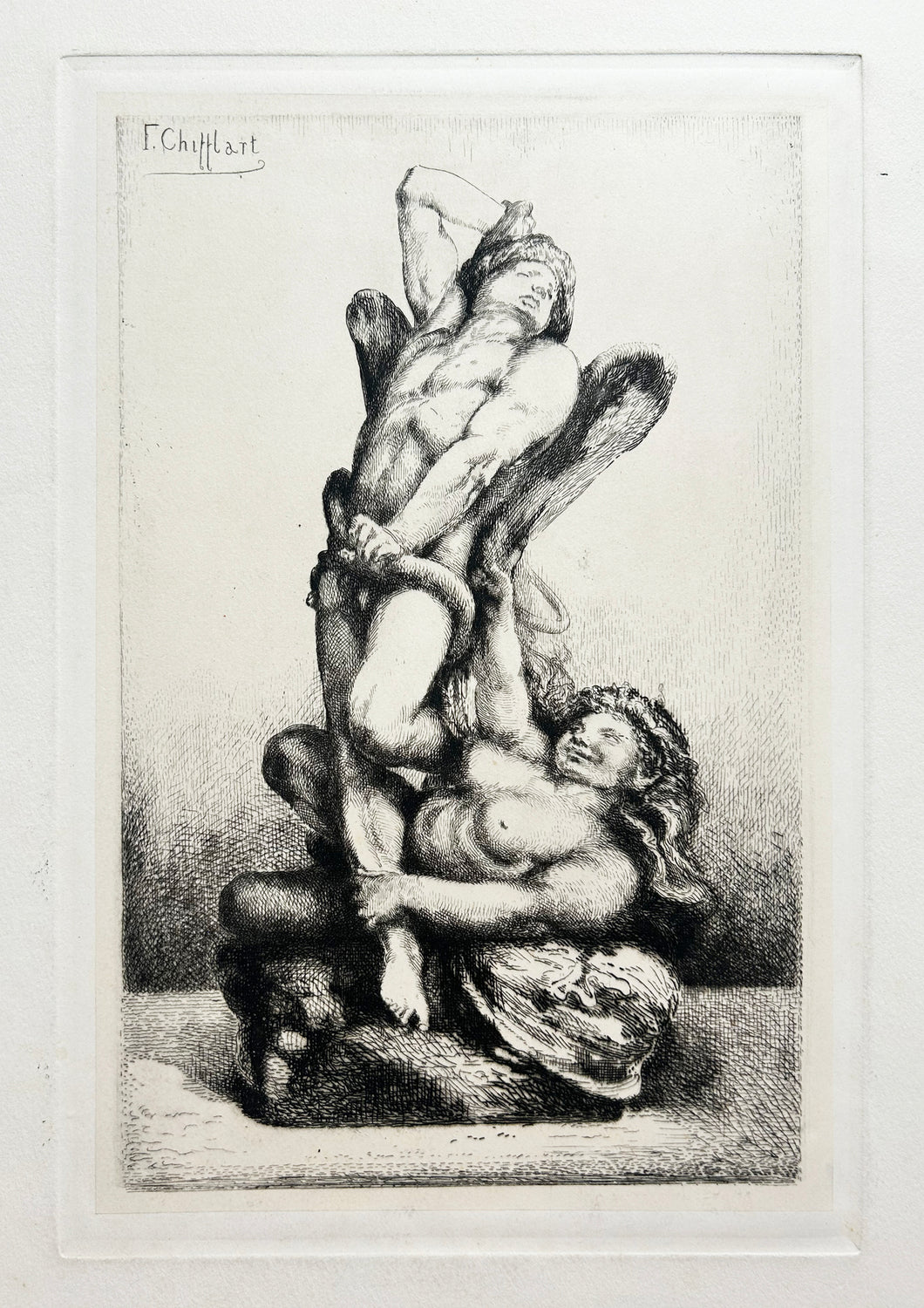 François CHIFFLART - Les Liens du mal.  1875. Eau-forte originale. 