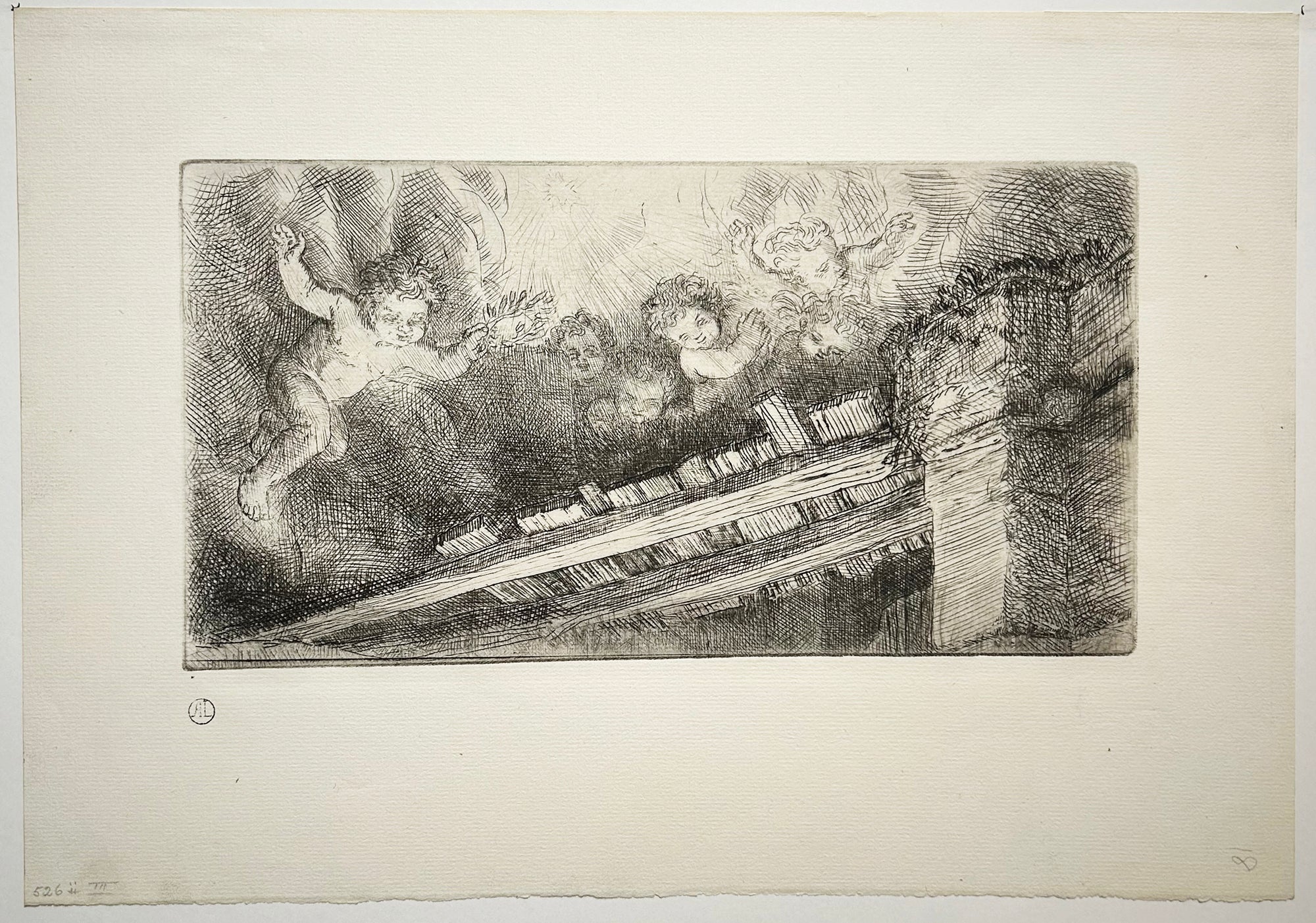 Alphonse LEGROS - L'Adoration des bergers. Eau-forte originale. 