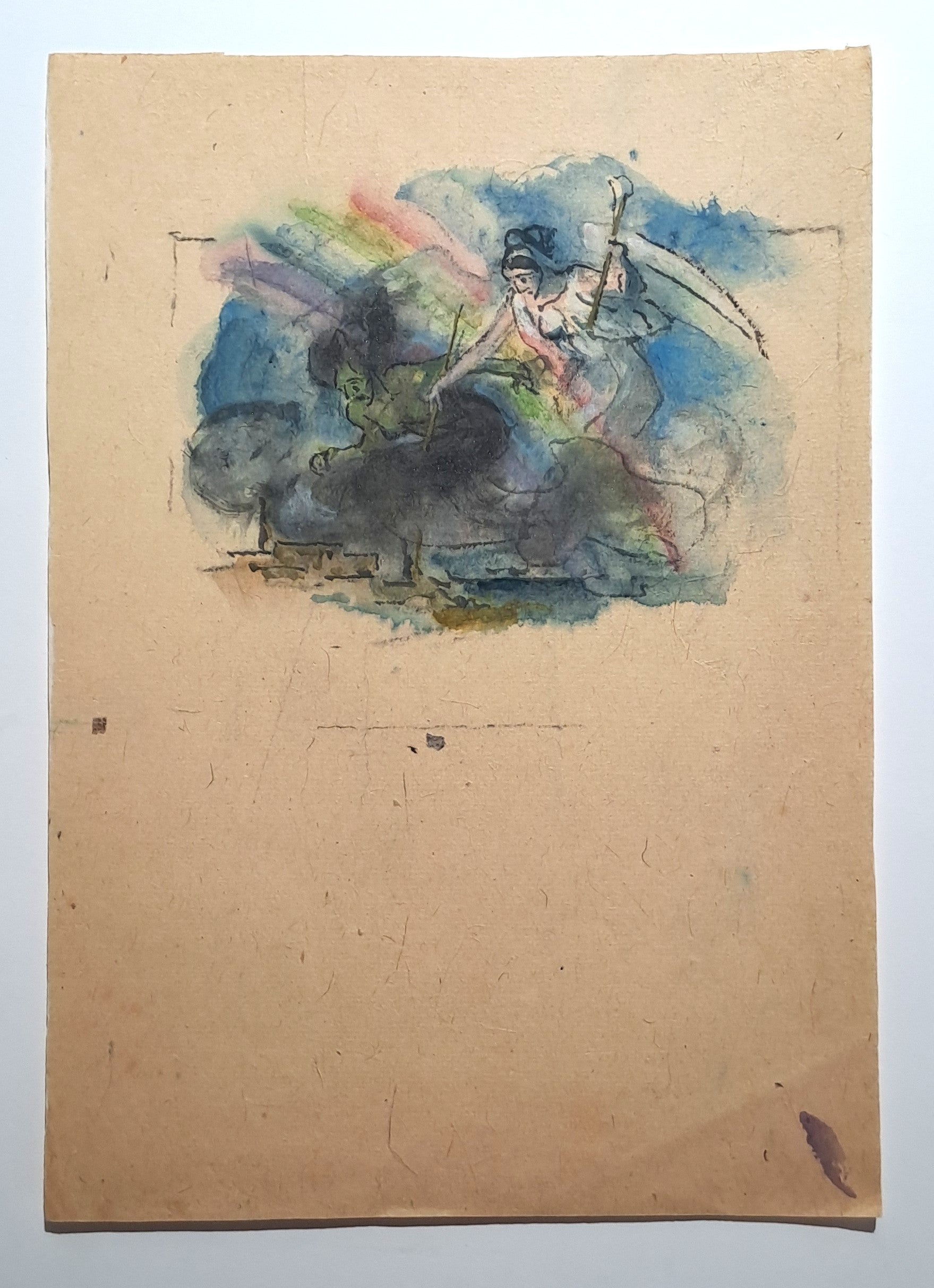 Jules CHADEL [Lyssa et Héra sur la ville de Thèbes]. Dessin original. 