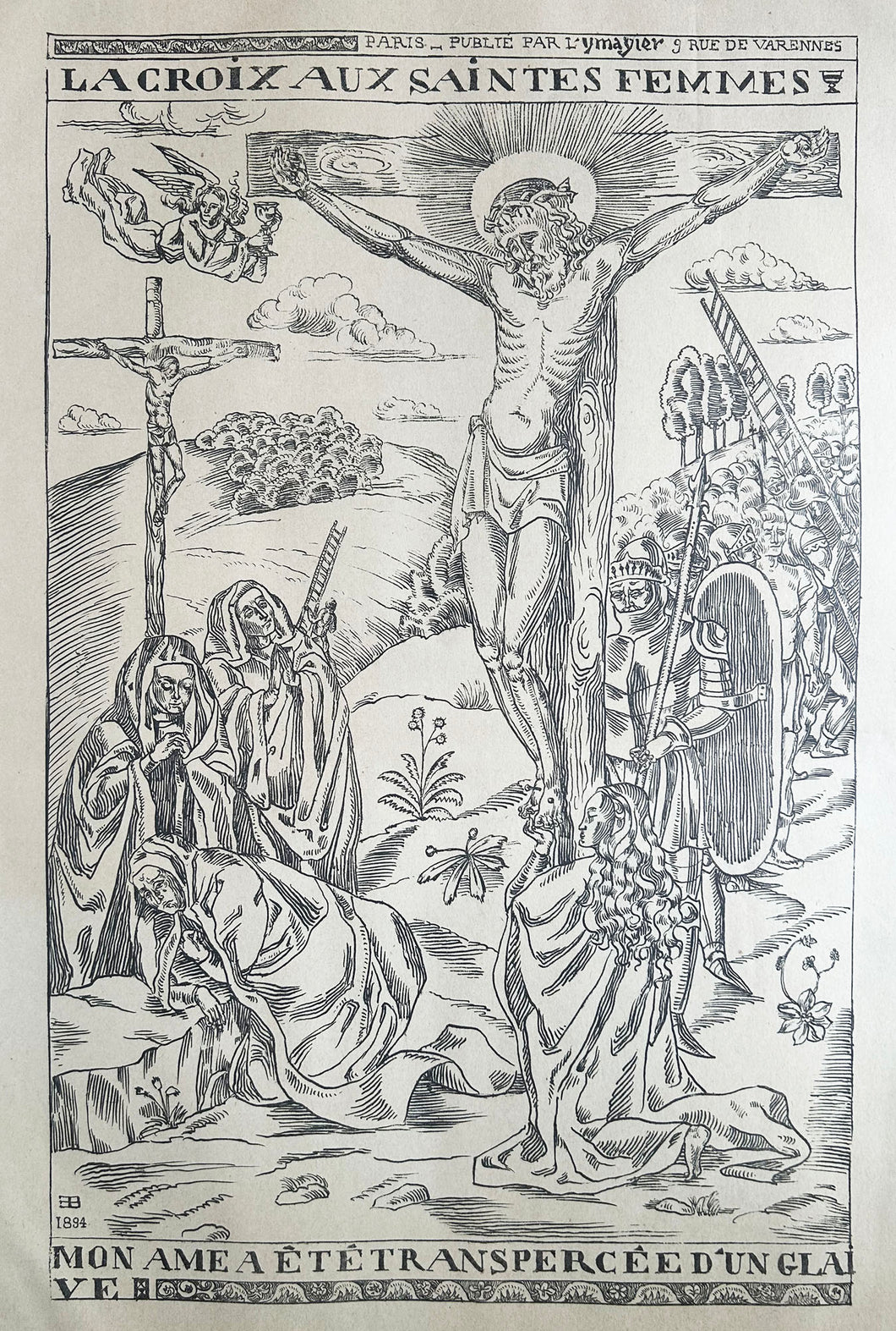Emile BERNARD - La croix aux Saintes Femmes. 1894. Lithographie originale. 