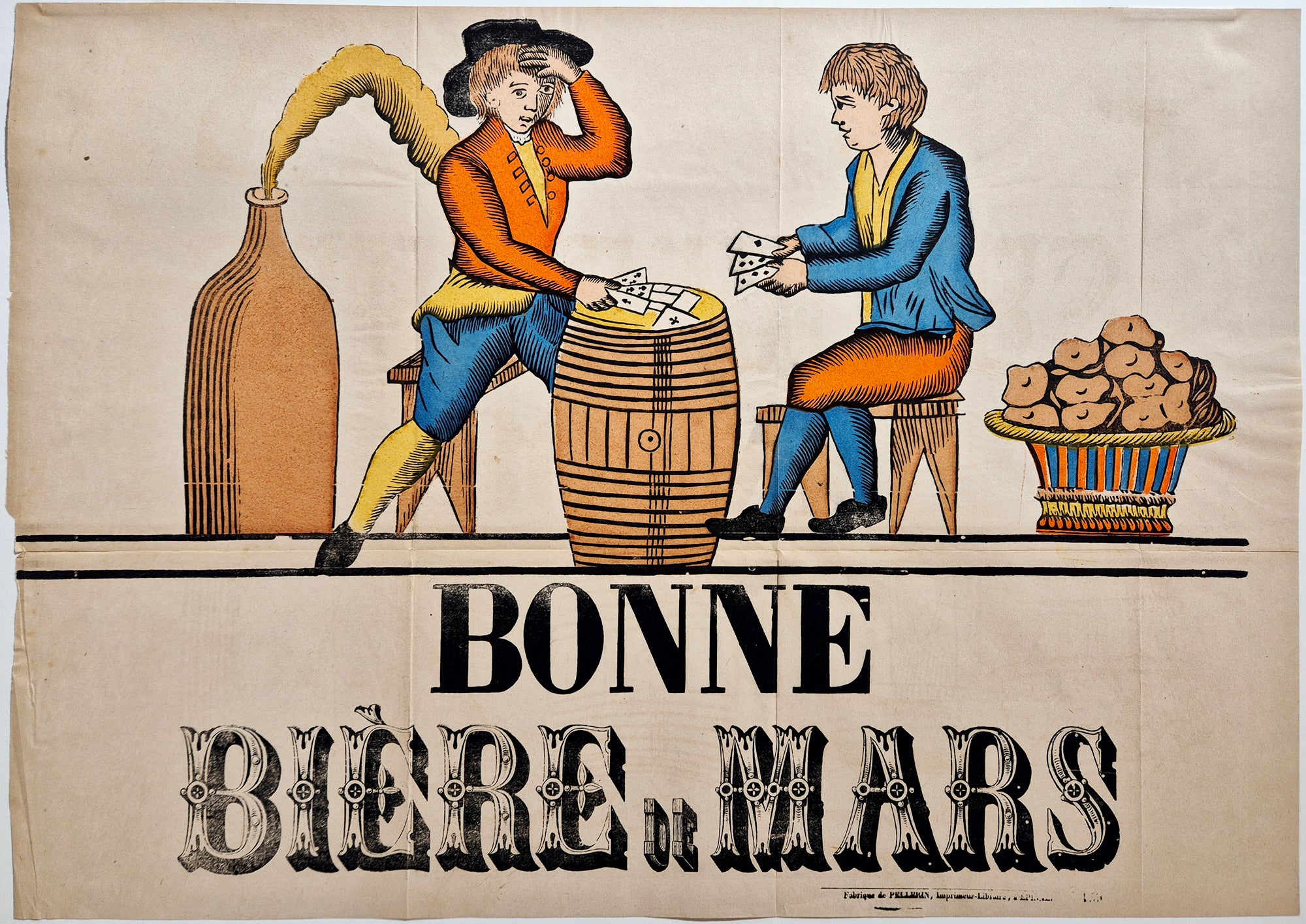 IMAGERIE D'EPINAL - Bonne Bière de Mars. 1895. Bois gravé en coloris ancien. Edition de Pellerin. 
