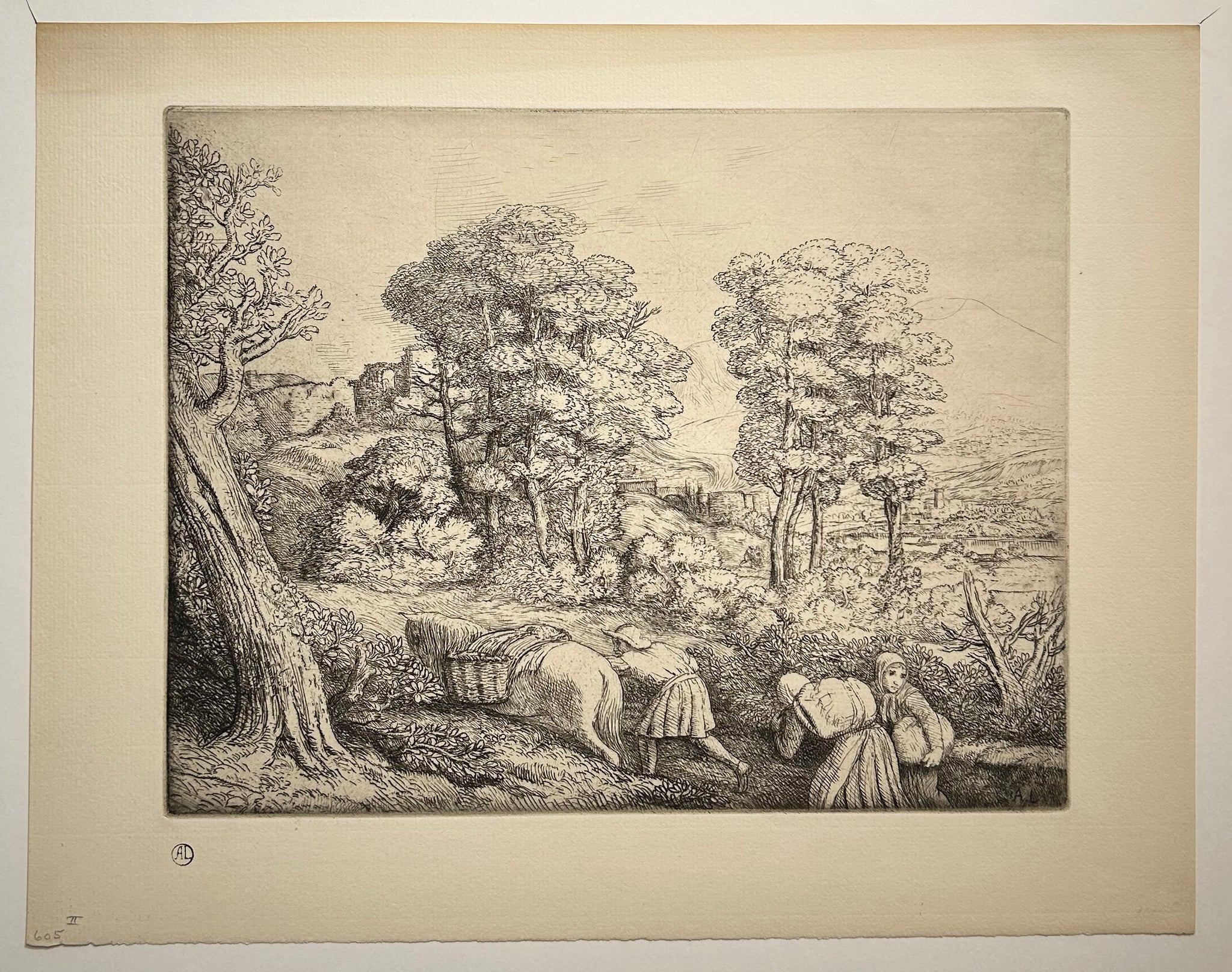 Alphonse LEGROS - Le retour à la ferme. Eau-forte originale. 