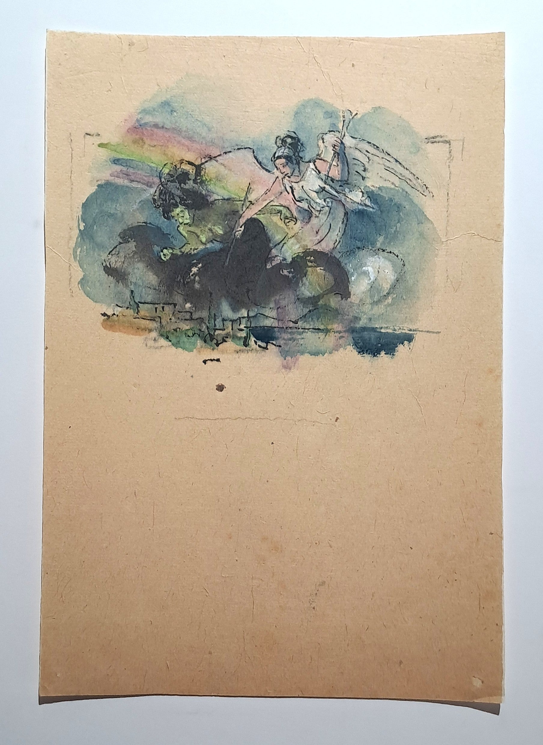 Jules CHADEL [Lyssa et Héra avec arc-en-ciel]. Dessin original. 