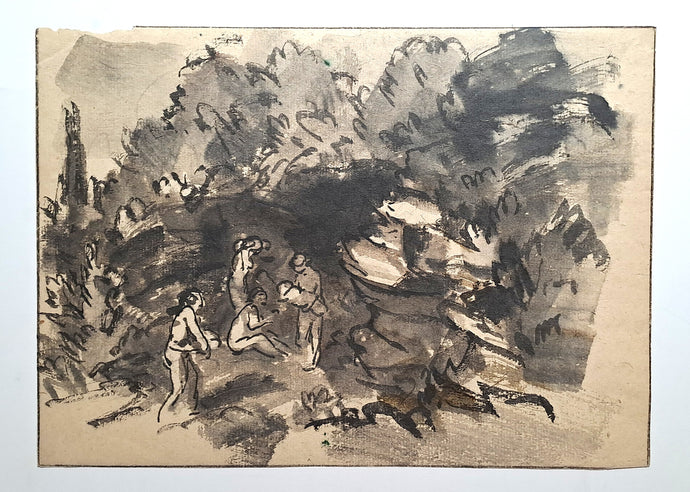 Jules CHADEL [Nynphes dans la forêt]. Dessin original. 
