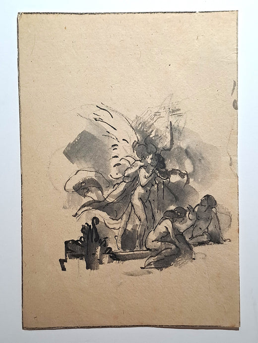 Jules CHADEL [Etude d'Amour et Psyché].  Dessin original. 