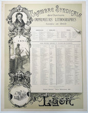 Charger l&#39;image dans la galerie, Affiche pour la Chambre syndicale des Ouvriers Imprimeurs Lithographes fondée en 1869 (à Lyon).  1895.
