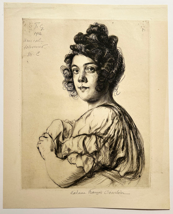 François COURBOIN - Portrait de Madame Marie Courboin.  1906. Gravure originale. 