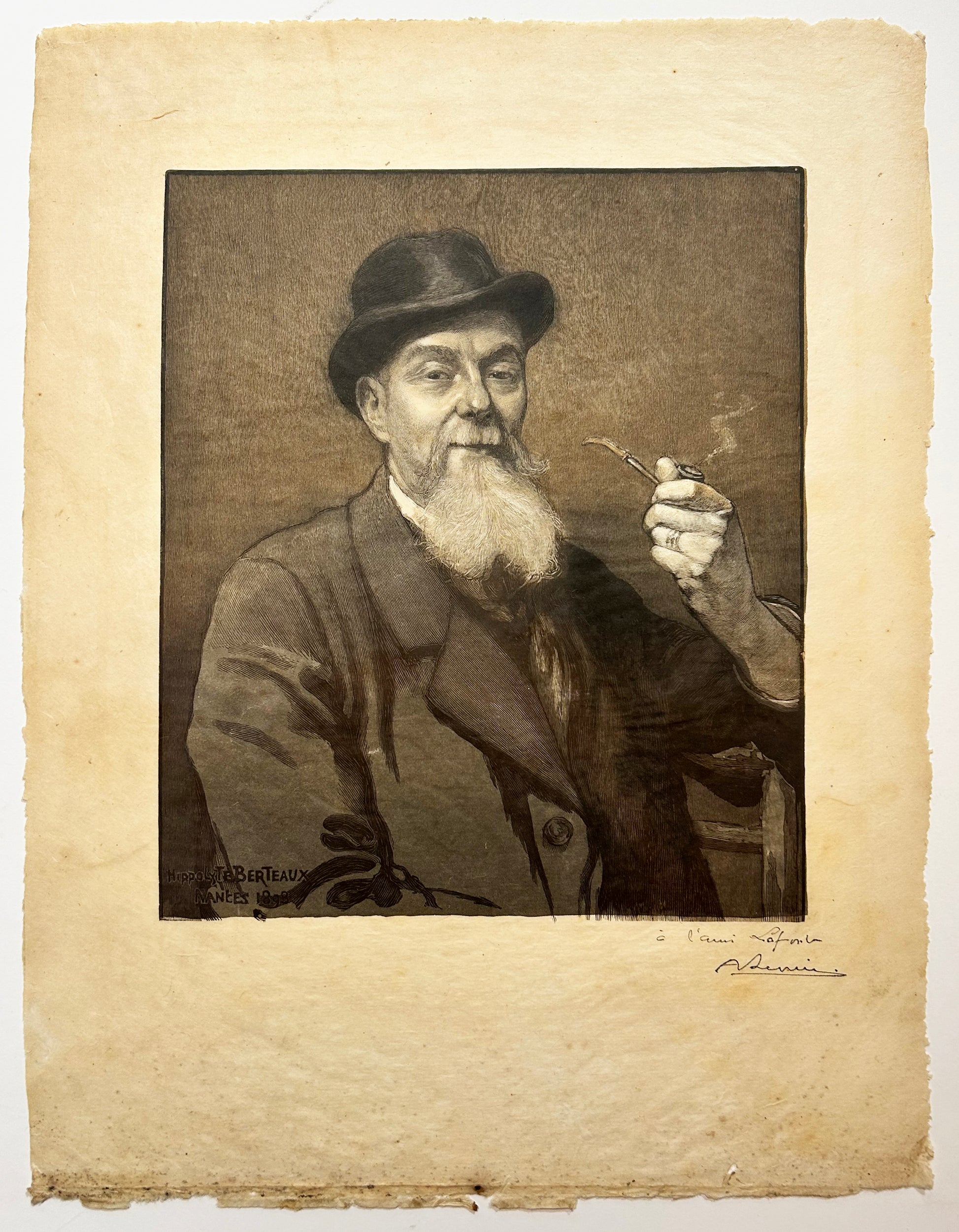 Auguste LEPERE - Portrait de Georges Lafont, architecte nantais (1847-1924). Bois gravé d'après Hippolyte Berteaux.