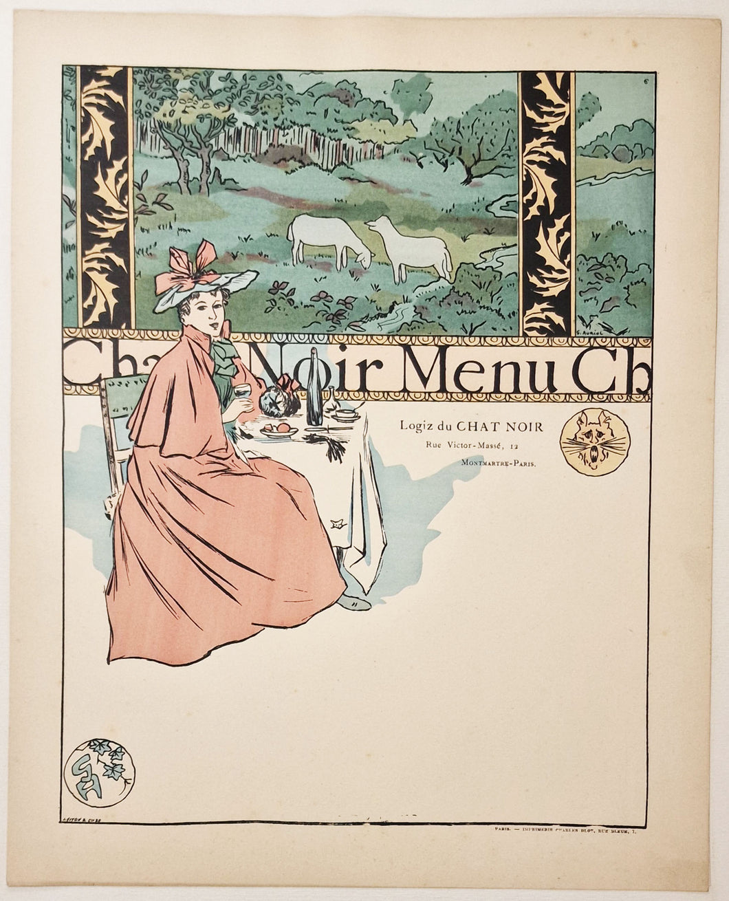 Le Chat noir Menu.  1895.