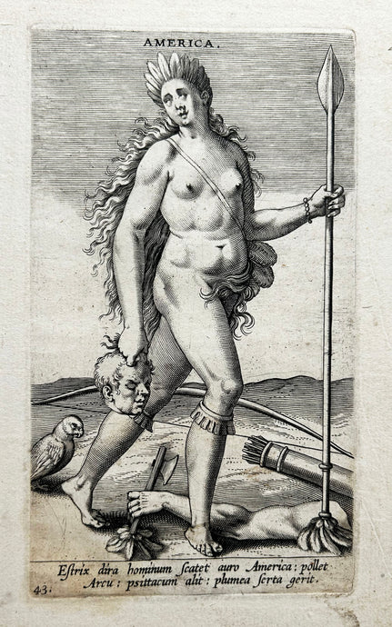 Philippe GALLE - America.  c.1585-1590. Personnification des Amériques. Burin. 