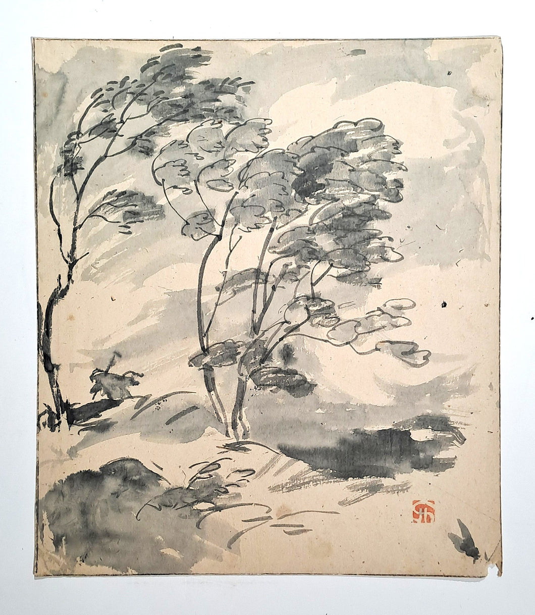Jules CHADEL [Arbres]. Dessin original. 
