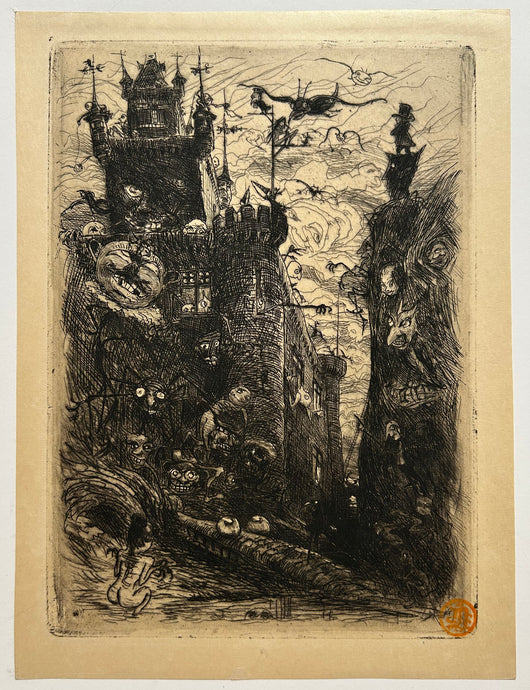 DREVET Joannès - Diablerie. Gravure originale. 