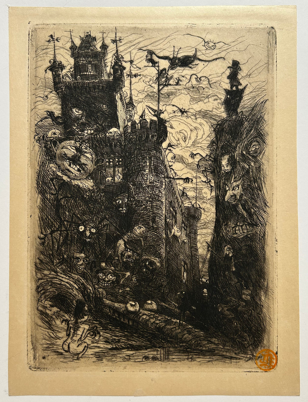 DREVET Joannès - Diablerie. Gravure originale. 