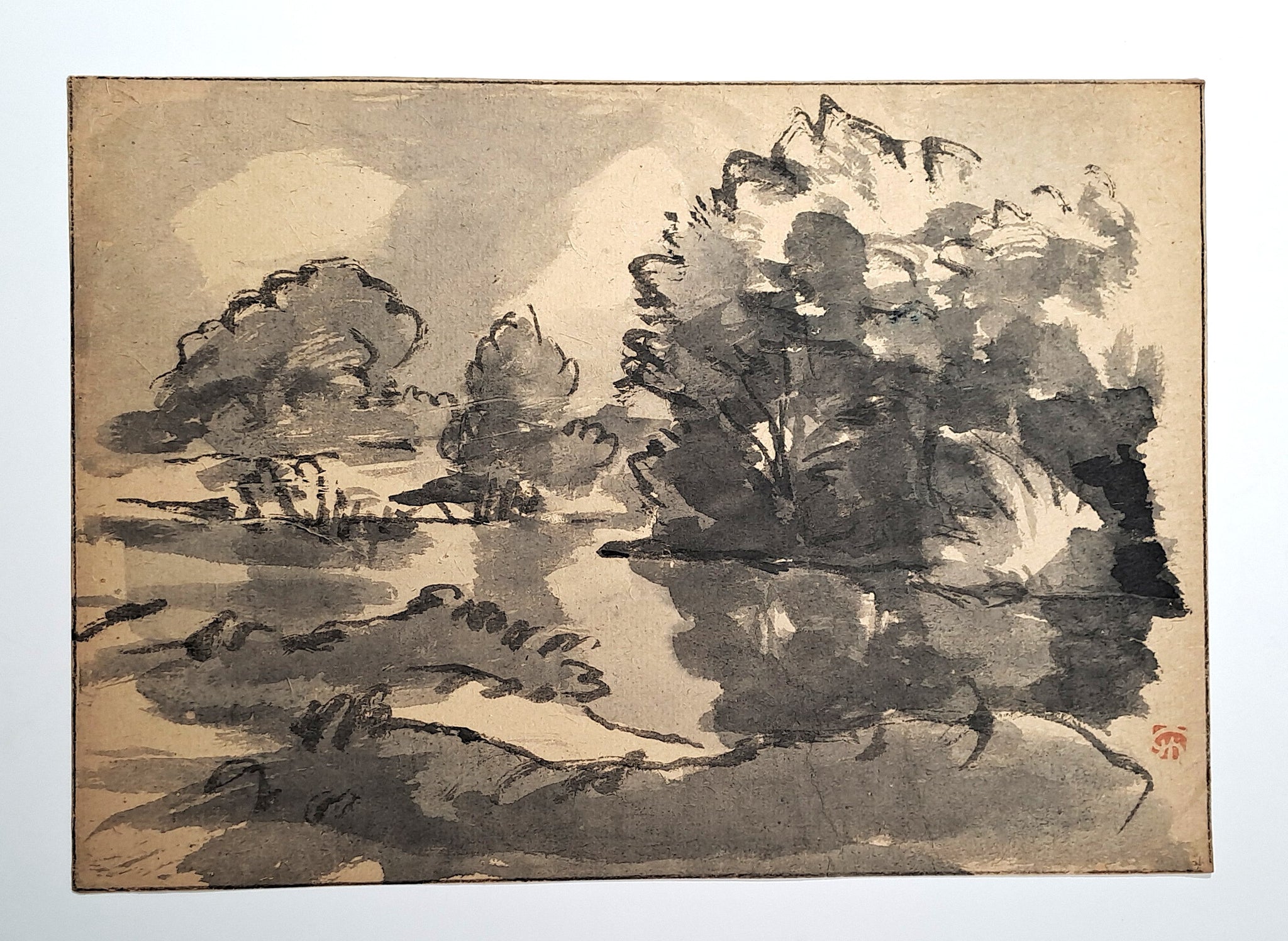 Jules CHADEL [Paysage avec rivière]. Dessin original. 