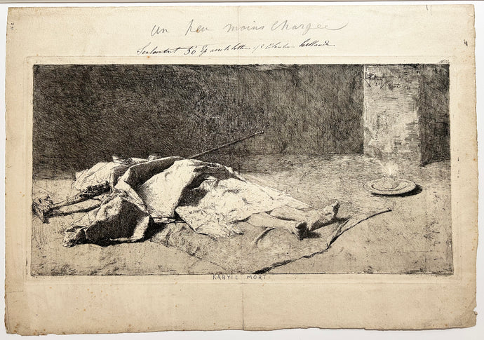 FORTUNY Y CARBO Marsal Mariano - Kabyle mort. Gravure originale.