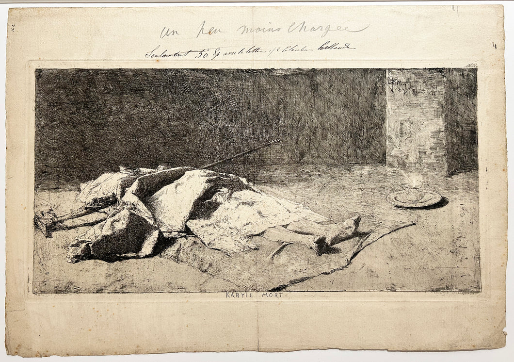 FORTUNY Y CARBO Marsal Mariano - Kabyle mort. Gravure originale.