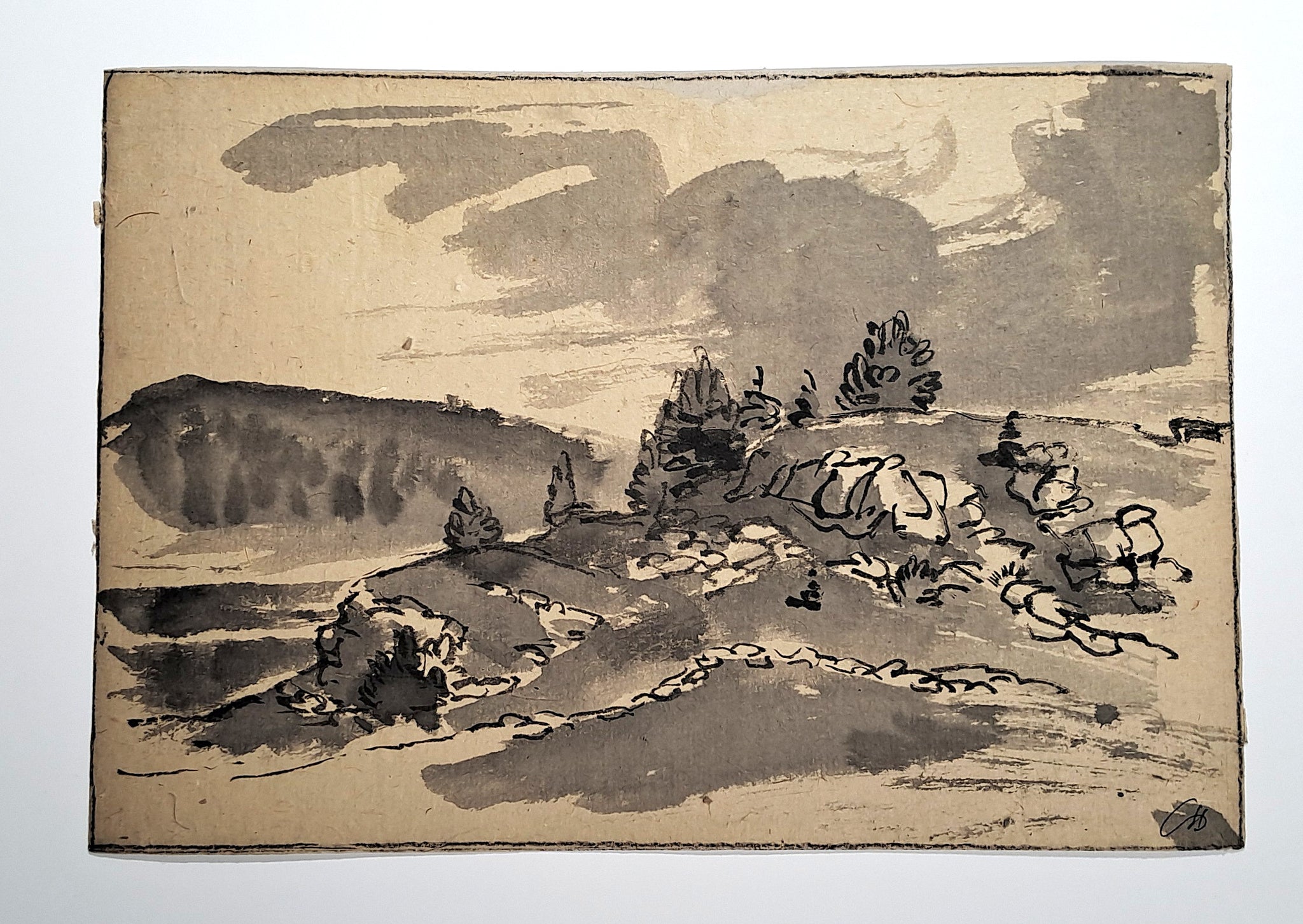 Jules CHADEL [Route de campagne].  Dessin original. 