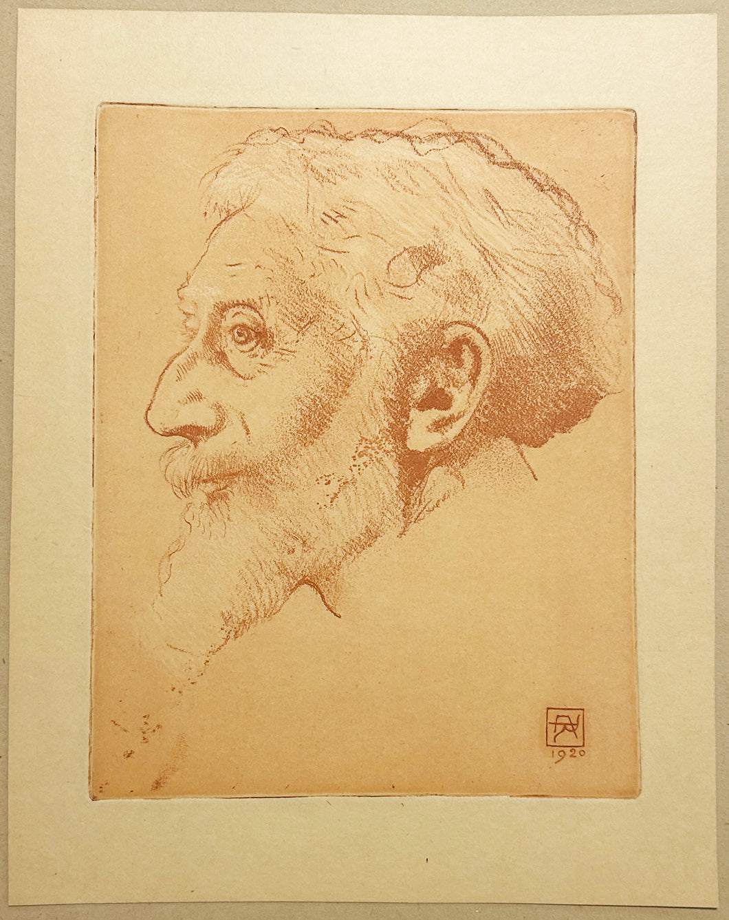 [Portrait d'homme barbu, de profil gauche].  1920.