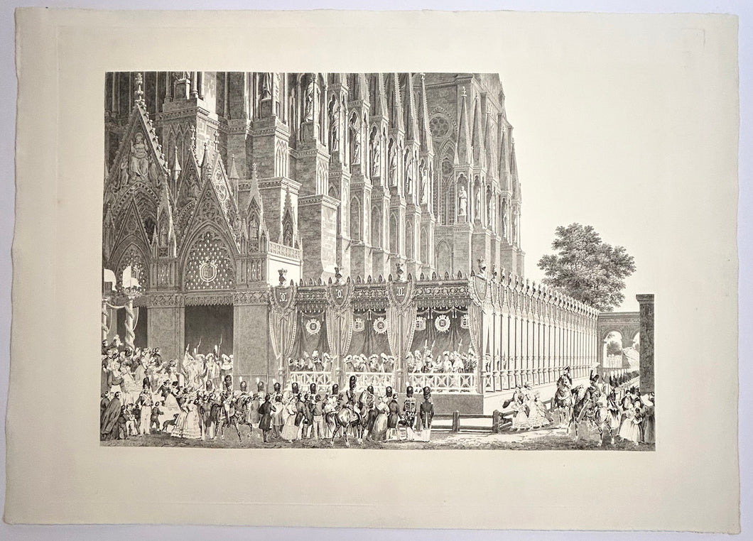 Sacre de Charles X: l'arrivée à la Cathédrale de Reims le 29 mai 1825.  c.1825.