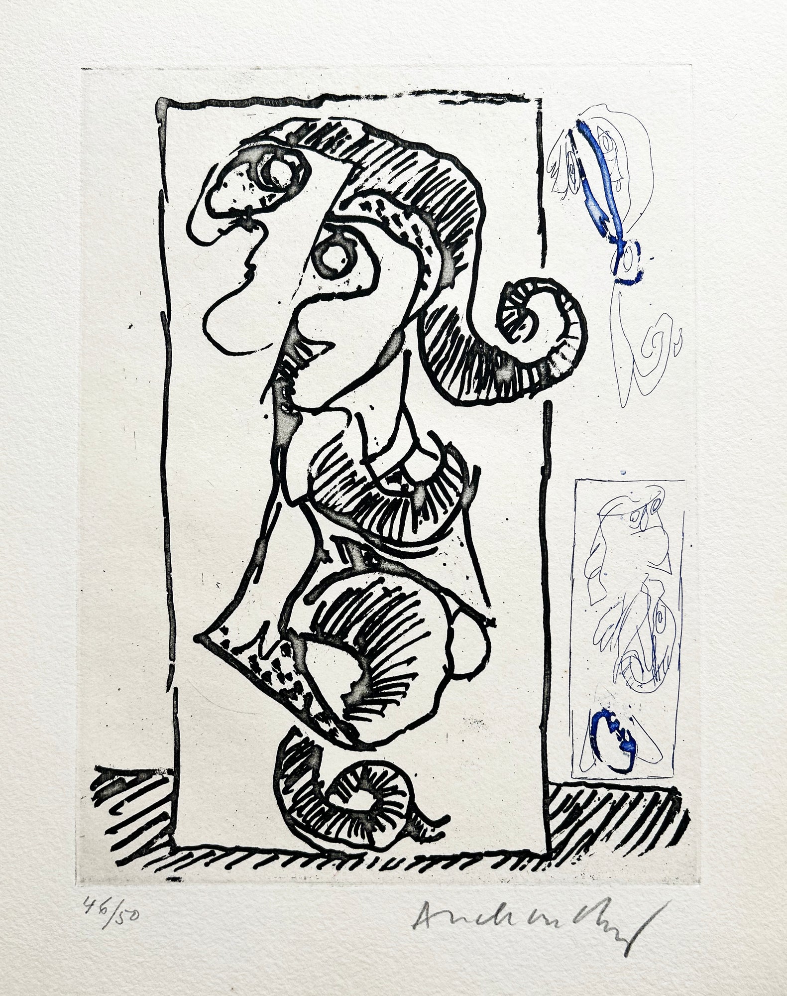 Pierre ALECHINSKY - Rectangle et nœud.  1965. Gravure originale, signée. 