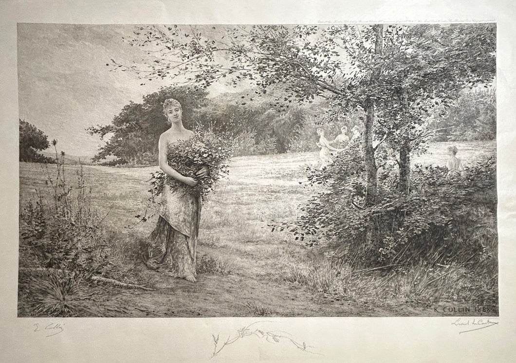 Fin d'été, jeune femme dans les champs.  1890.