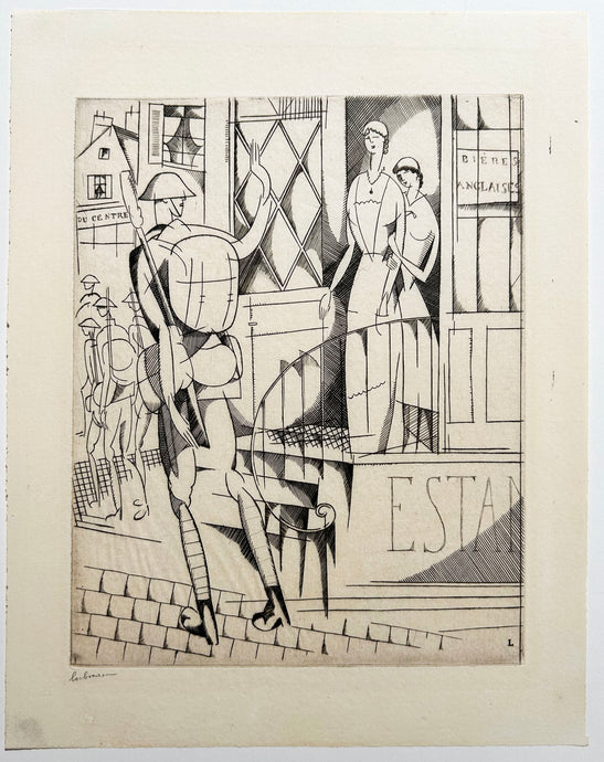 Jean Emile LABOUREUR - Le retour aux tranchées.  1916. Gravure originale signée. 