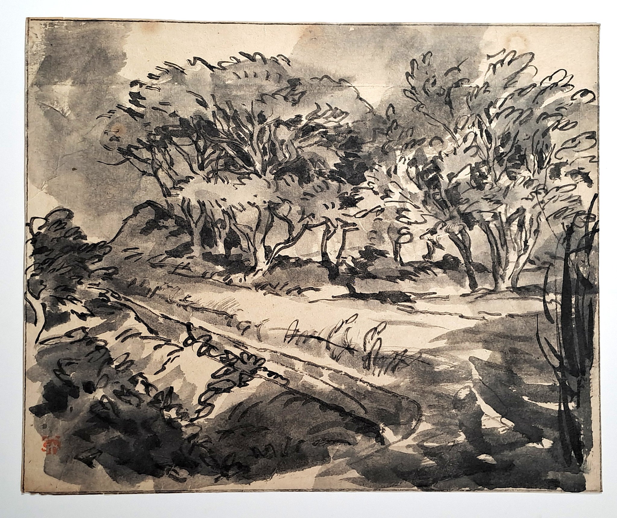 Jules CHADEL [Route dans la forêt]. Dessin original. 