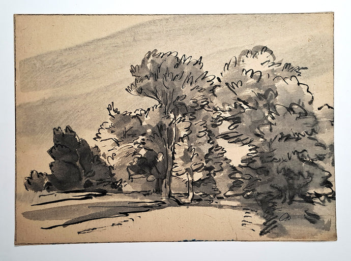 Jules CHADEL [Vue sur la forêt].Dessin original. 