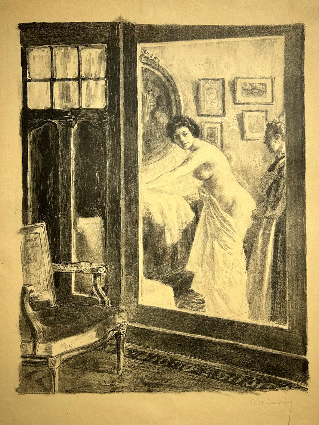 La toilette au miroir.  c.1895.